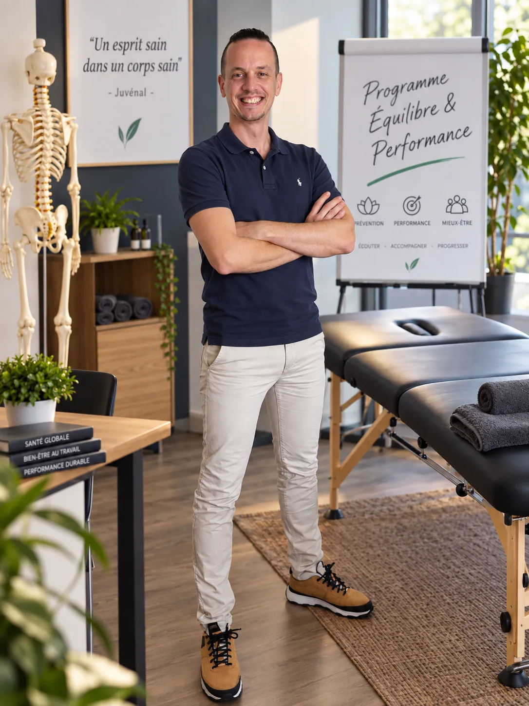 Mickaël Culus, ostéopathe et coach thérapeutique, dans son cabinet à Saint-Fargeau-Ponthierry